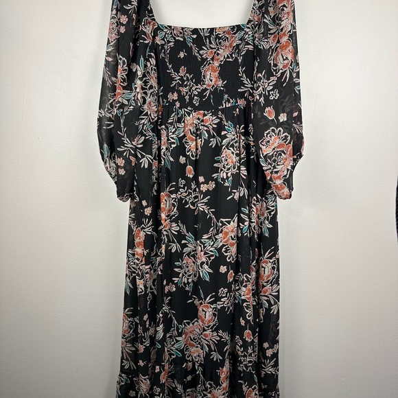 Torrid Floral Chiffon V Neck Tiered Dark Boho Prairie Maxi Dress Women’s Sz 4X - Picture 10 of 10